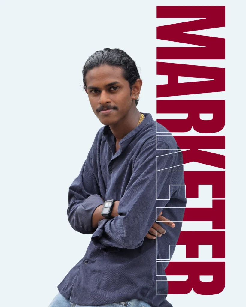 Best freelance digital marketer in Alappuzha, standing confidently in a navy-blue shirt.